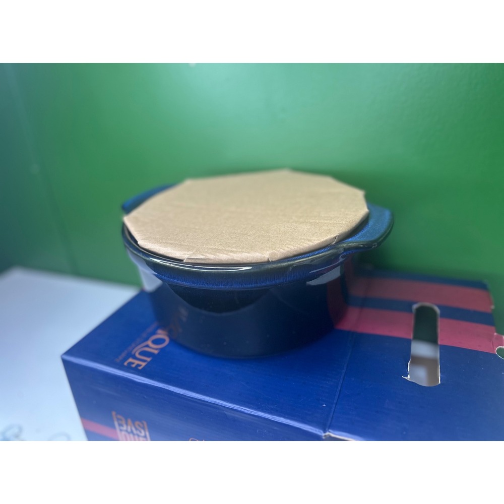 Basque Blue Stoneware Mini Cocotte with Lid Ceramic Casserole Dish AB004 - Picture 2 of 7